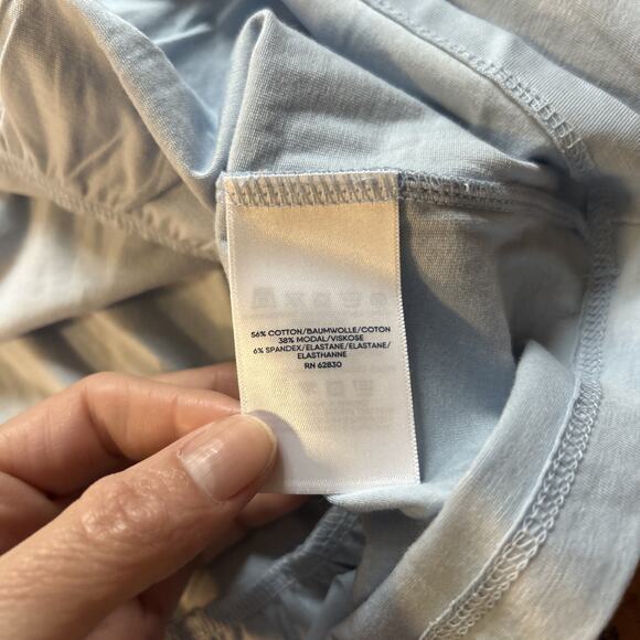 Land’s End Blue Tiered Blouse Top Solid Blue 1X Tencel Square Neck Prairie - Picture 8 of 8